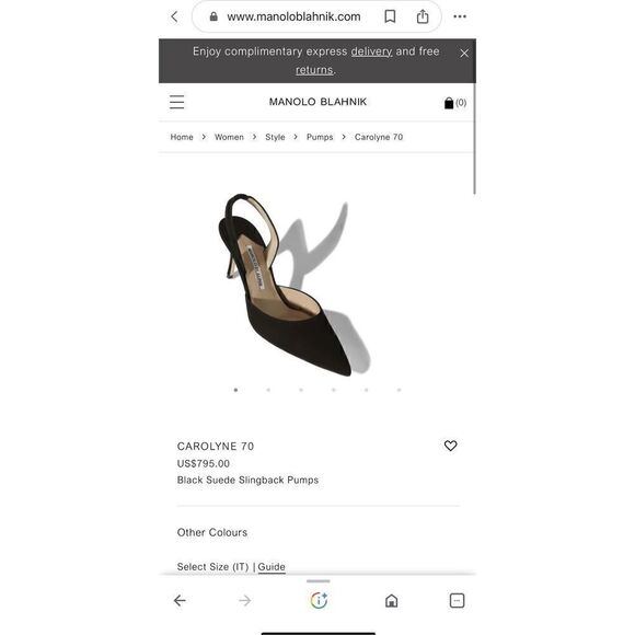 MANOLOL BLAHNIK Carolyne 70 Black Suede Slingback Pumps Heels Size 39.5 (US 9.5) - Picture 3 of 10
